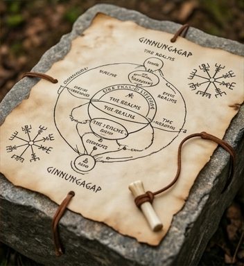 Norse cosmology map of Ginnungagap